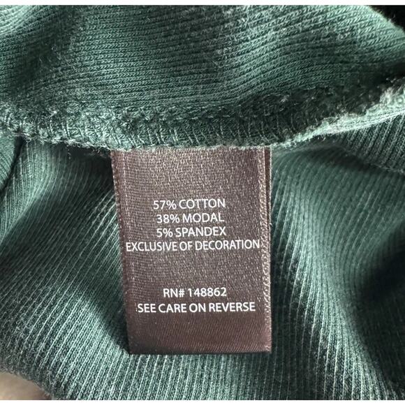 Torrid Plus Size 3 Green Cotton Modal Rib Scoop Neck Crochet Long Sleeve Top - Picture 7 of 9